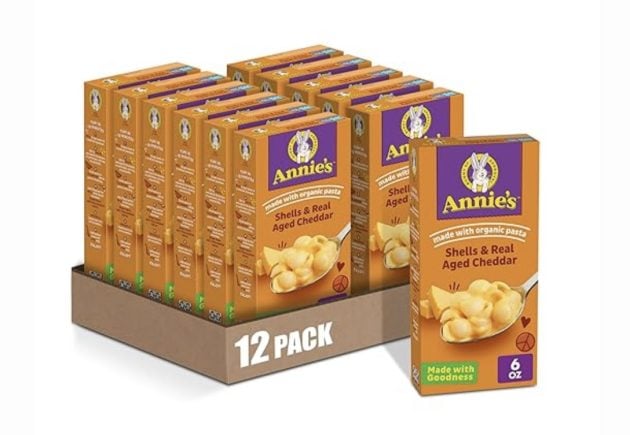 Annie’s Real Aged Cheddar Shells Macaroni & Cheese Dinner with Organic Pasta, 6 OZ (Pack of 12)